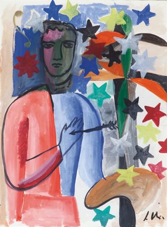 SANDRO CHIA (1946-) Senza titolo 1993tecnica mista su carta cm 76x57firmato...