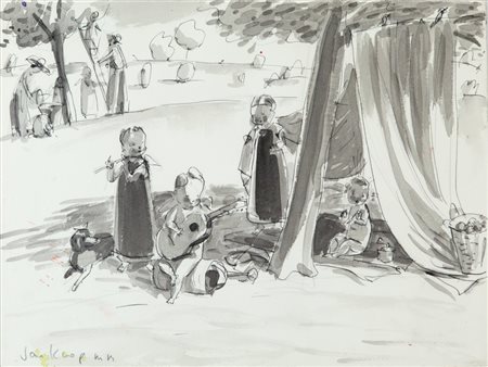 JAN KNAP (1949-) Senza titolo 2001 china e acquerello su carta cm...