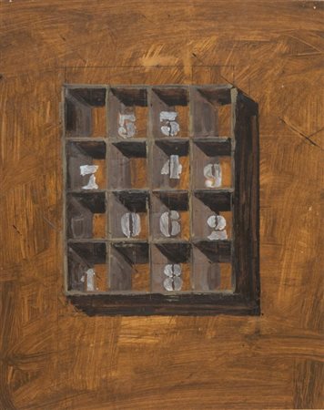 MARCO TIRELLI (1956-) Casellario 1987olio su carta cm 44x35firmato e datato...