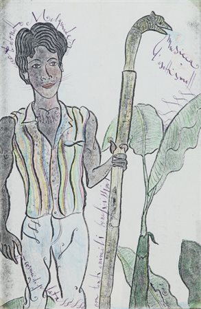 LUIGI ONTANI (1943-) Adonotto Melgniades 2002matita e collage su carta cm...