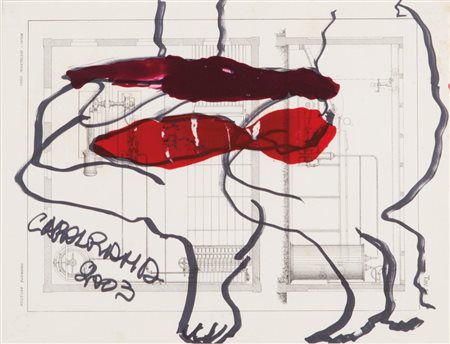 CAROL RAMA (1918-2015) La mucca pazza 2003pennarelli e smalto su carta cm...