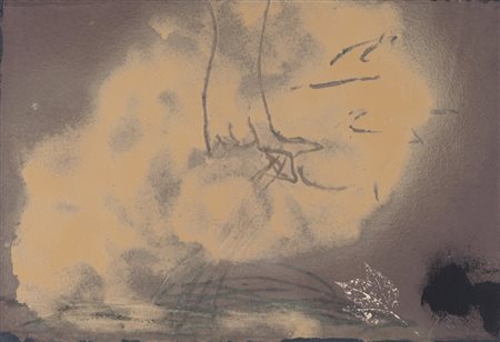 ANTONI TAPIES (1923-2012) Fullia 1985tecnica mista su cartone applicato su...