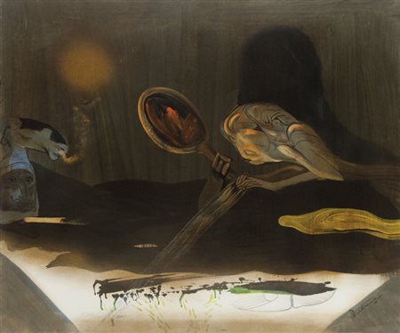 GASTON ORELLANA (1933-) Titolo illeggibile 1975olio su tela cm 100x120firmato...