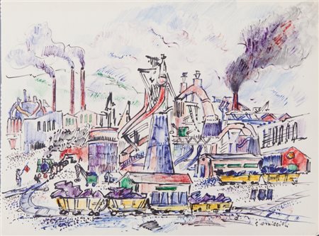 GIOVANNI OMICCIOLI (1907-1975) Lotto di sette opere Italsider, Genovatecnica...