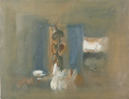 GIANCARLO CAZZANIGA (1930-2013) Interno con girasoli 1964olio su tela cm...