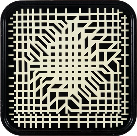 VICTOR VASARELY (1906-1997) Lotto di cinque vassoibanda stagnata cm...
