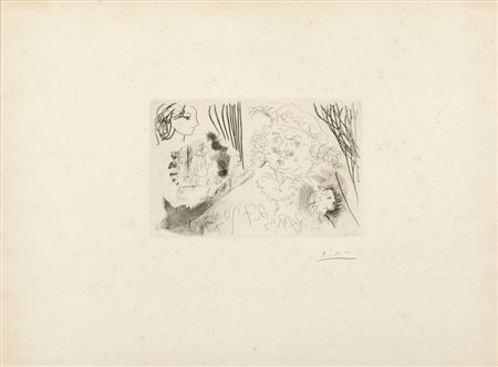 PABLO PICASSO (1881-1973) Rembrandt et tetes de femmes 1934acquaforte cm...