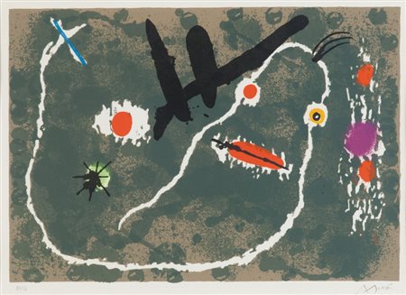 JOAN MIRO' (1893-1983) Le lezardserigrafia cm 36,5x50,5esemplare 21/50firmato...