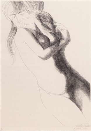 EMILIO GRECO (1913-1995) Fanciulla raccolta acquaforte cm 50x35esemplare...