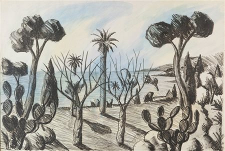 SALVO (1947-2015) Senza titololitografia acquarellata cm 65x95,5Marco Noire...