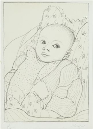 FRANCESCO MENZIO (1899-1979) Bambino in cullaacquaforte acquatinta cm...