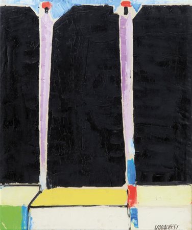 SANTE MONACHESI (1910-1991) Muro cieco n°8olio su tela cm 60x49firmato in...