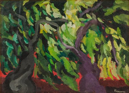 SAVERIO TERRUSO (Monreale 1939 - Milano 2003) OLIO su compensato "ulivo",...