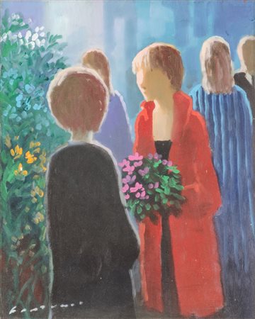 ELIANO FANTUZZI (Modena 1909 - Verona 1987) OLIO su tela "le fioraie"....