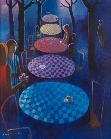 ELIANO FANTUZZI (Modena 1909 - Verona 1987) ACRILICO su tela "personaggi al...