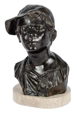 DE MARTINO SCULTURA in bronzo, fusione a cera persa raffigurante "scugnizzo",...