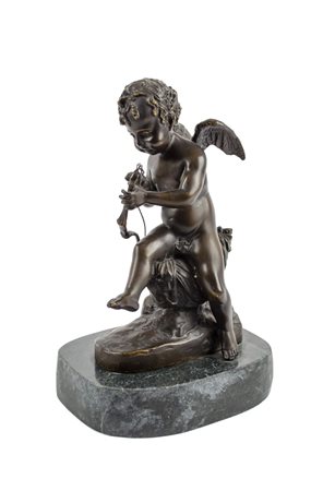 SCULTURA in bronzo, fusione a cera persa raffigurante "Cupido", firmato in...