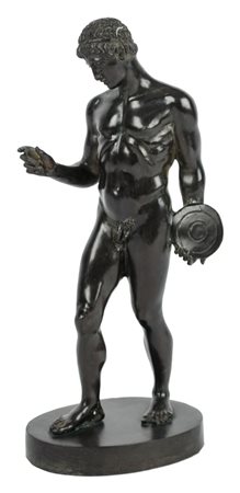 SCULTURA in bronzo, fusione a cera persa raffigurante "discobolo". Italia XIX...