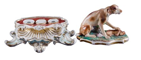 CALAMAIO Luigi Filippo in porcellana bianca lumeggiata in oro con scultura...