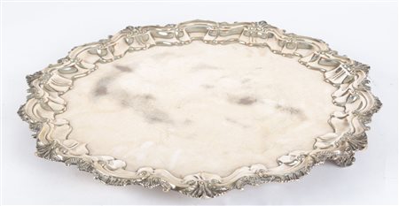 VASSOIO tondo in Sheffield. Inghilterra fine '800 Misure: diametro cm 48,5