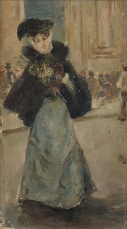 OLIO su tela "figura femminile". Primi '900 Misure: cm 41 x 23