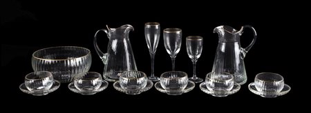 SERVIZIO BICCHIERI in vetro di Murano con perfili in oro composto da due...