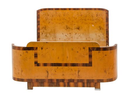 LETTO deco' in radica di tuja e palissandro. Italia I meta' '900 Misure: cm...