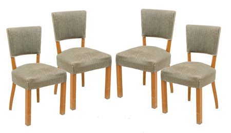 QUATTRO SEDIE deco' in radica di tuja con tappezzeria nei toni del verde...