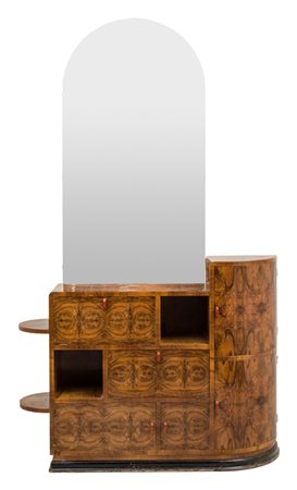 ETAGERE deco' in radica di noce. Sicilia I meta' '900 Misure: cm 150 x 34 x h...