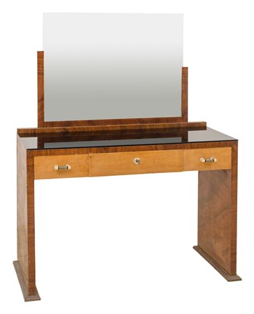 TOLETTA con specchiera deco' in radica di tuja e radica di noce. Sicilia I...