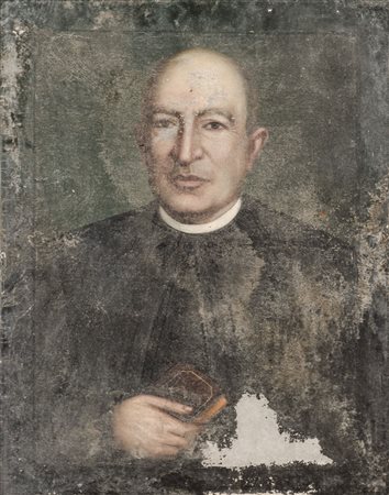 TANASI CORRADO OLIO su tela "prelato" firmato nel retro.(mancanze di colore e...