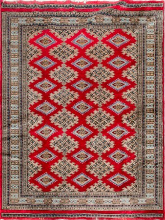 TAPPETO Kashmir, trama e ordito in cotone e vello in lana. Pakistan XX secolo...