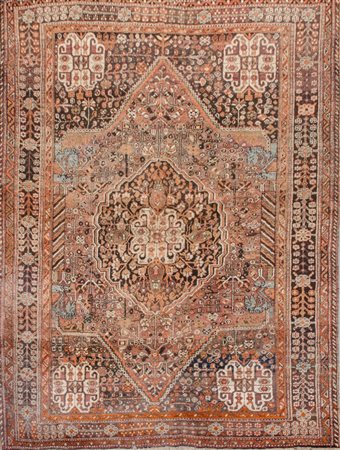 TAPPETO Qashqai, trama e ordito e vello in lana. Persia XX secolo Misure: cm...