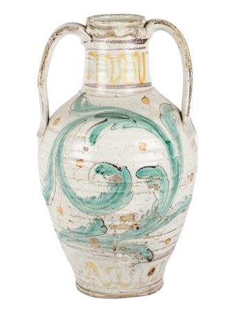 ANFORA in ceramica decorata e smaltata (mancanze e filature). Caltagirone...