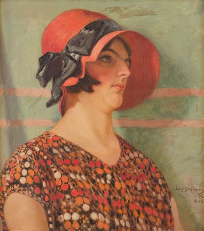 LUIGI DI GIOVANNI (Palermo 1856 - 1938) OLIO su tela "mezzobusto di figura...