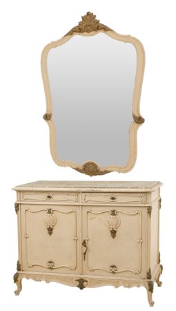 CAMICIERA stile Luigi XV con specchiera e cassettiera interna in legno...