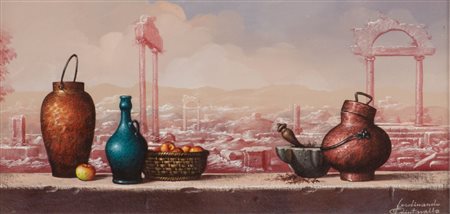 FERDINANDO QUINTAVALLA (Parma 1951) OLIO su tavola "natura morta", firmato in...