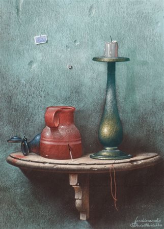 FERDINANDO QUINTAVALLA (Parma 1951) OLIO su tavola "natura morta", firmato in...