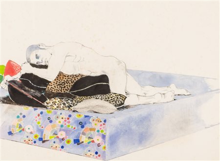 BRUNO CARUSO (Attr.le) (Palermo 1927) TECNICA mista su carta "nudo maschile"...