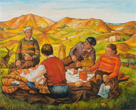 GIUSEPPE CARI' (Sambuca di Sicilia) OLIO su tela "omaggio a Gianbecchina",...