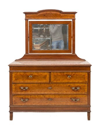 CASSETTONE con specchiera con due cassetti e due cassettini in radica di...