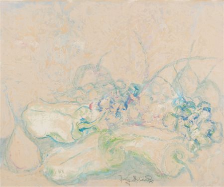 FRANZ ORLANDO OLIO su cartone "natura morta", firmato in basso al centro....