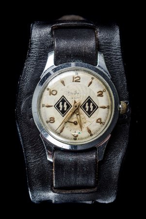 OROLOGIO da polso a carica manuale con cassa in acciaio e cinturino in pelle,...