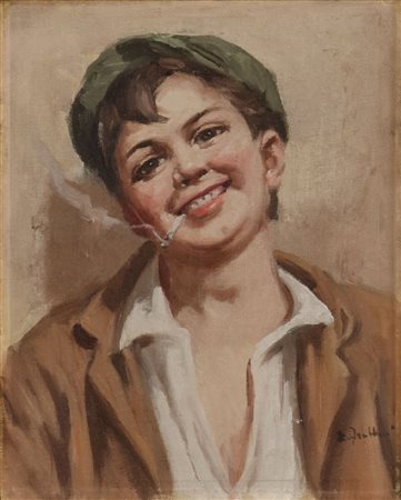 ENRICO FRATTINI (1890 - 1968) OLIO su tavoeltta "scugnizzo", firmato in basso...