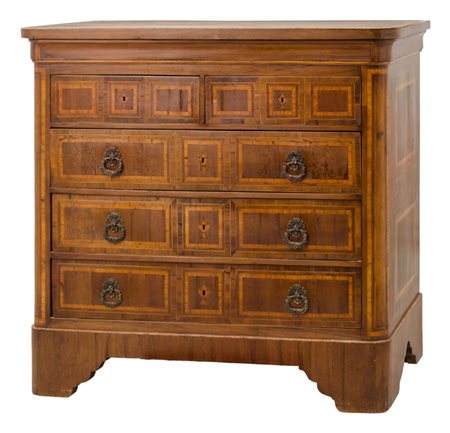 CASSETTONE con tre cassetti e due cassettini in noce con tarsie in...