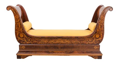 DORMEUSE Carlo X in mogano e piuma di mogano con tarsie in bosso. Francia I...