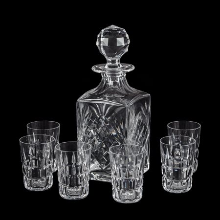 SERVIZIO in cristallo Saint Louis composto da BOTTIGLIA e da sei BICCHIERI da...