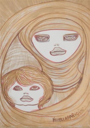 NOVELLA PARIGINI (Chiusi 1921 - Roma 1993) OLIO su tela "maternita'". Misure:...