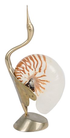 SCULTURA realizzata con conchiglia ed elementi in bronzo raffigurante...