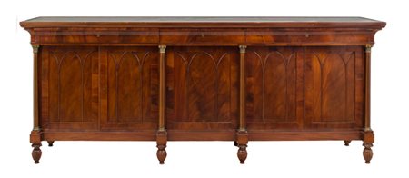 STANZA da pranzo stile Impero composto da CREDENZA, TAVOLO e da sei SEDIE in...